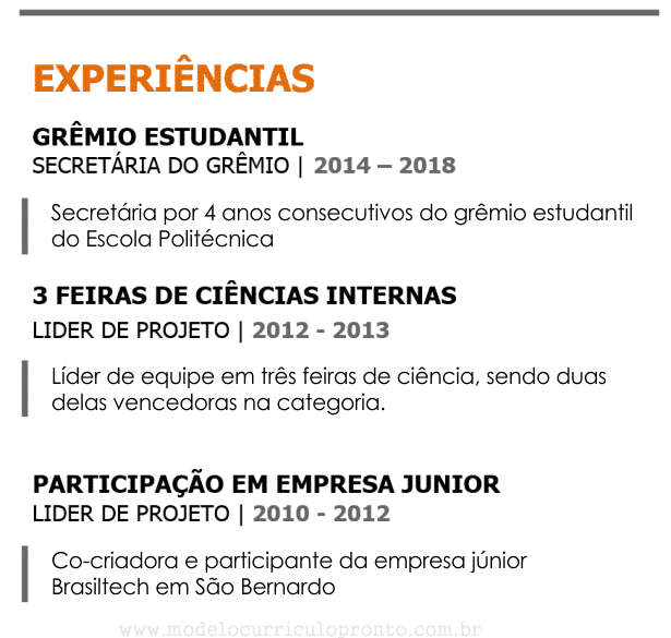 Experiência Profissional no currículo de primeiro emprego - o que preencher