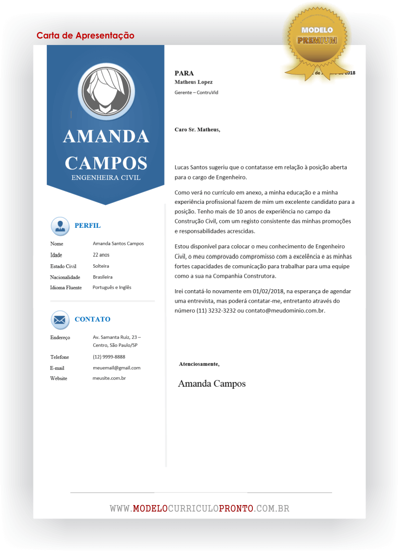 Modelo de Carta de Apresentação Moderna Senai