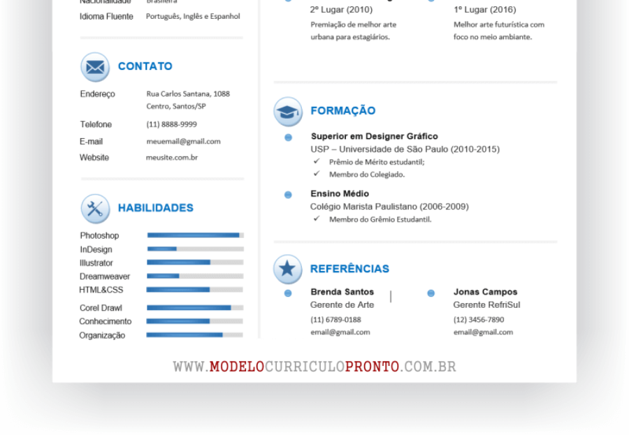 Modelo de Currículo Pronto Moderno “SENAI” formato Doc
