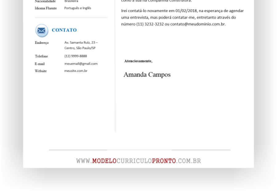 Modelo de Carta de Apresentação “Senai”