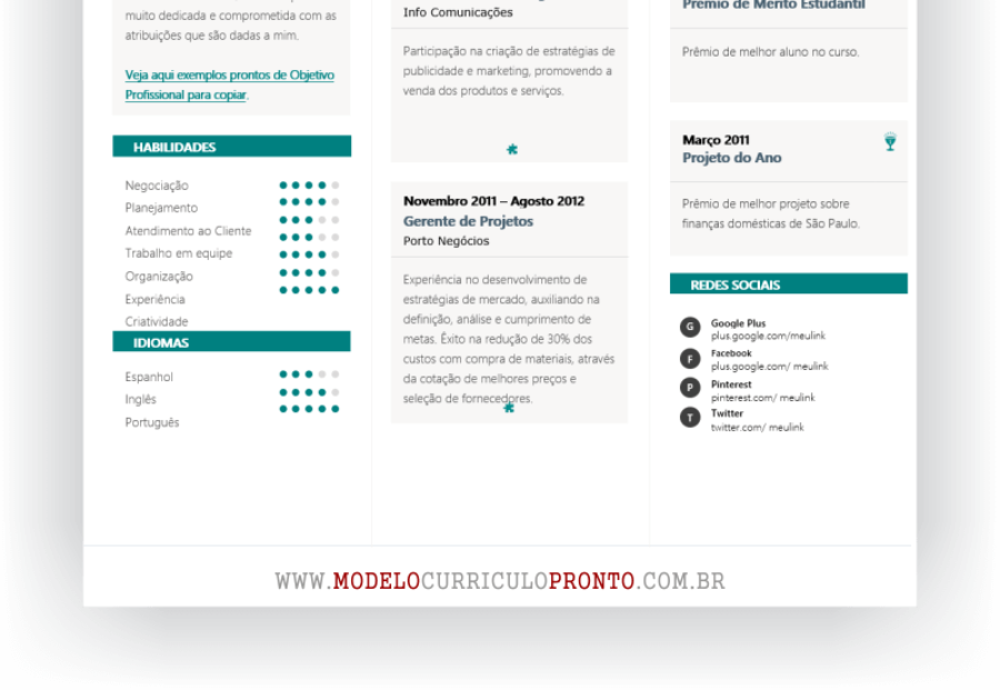 Modelo de Currículo Pronto Moderno "Amazon" formato Doc